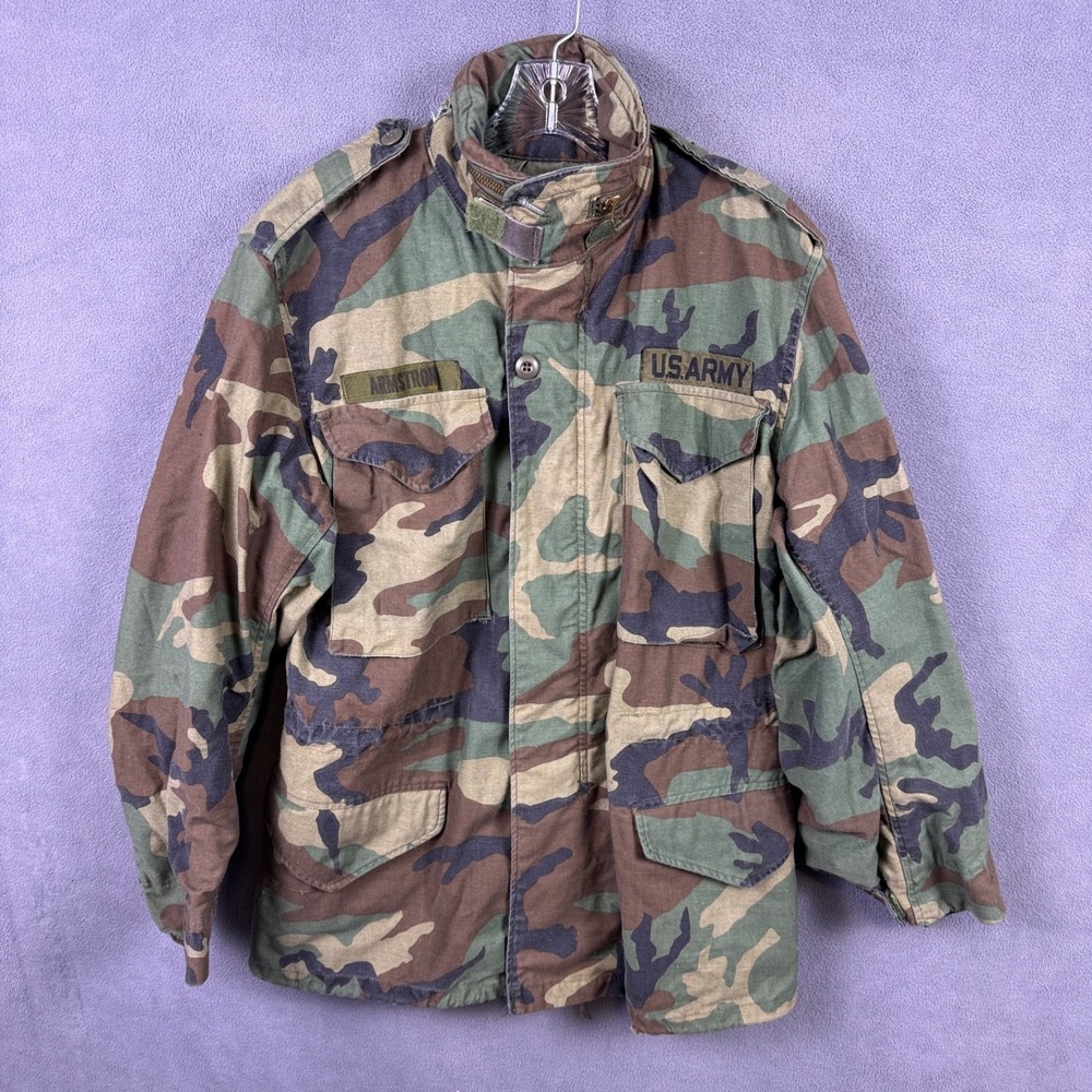 Alpha Industries M65 Field Jacket Woodland Camo Mens Small Military Coat Regular